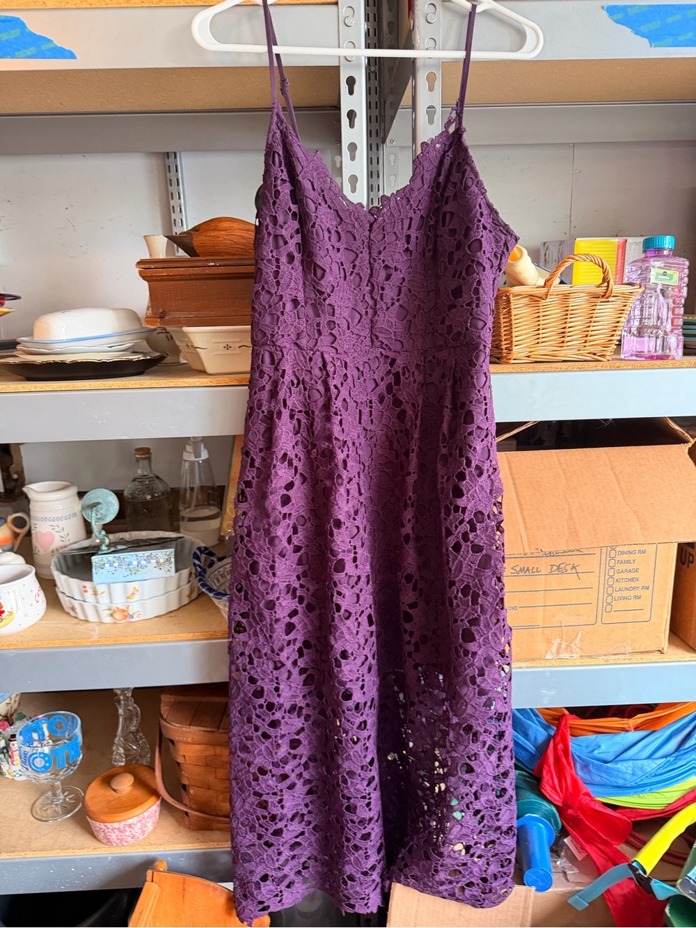 ASTR the Label Purple Lace Spaghetti-Strap Dress